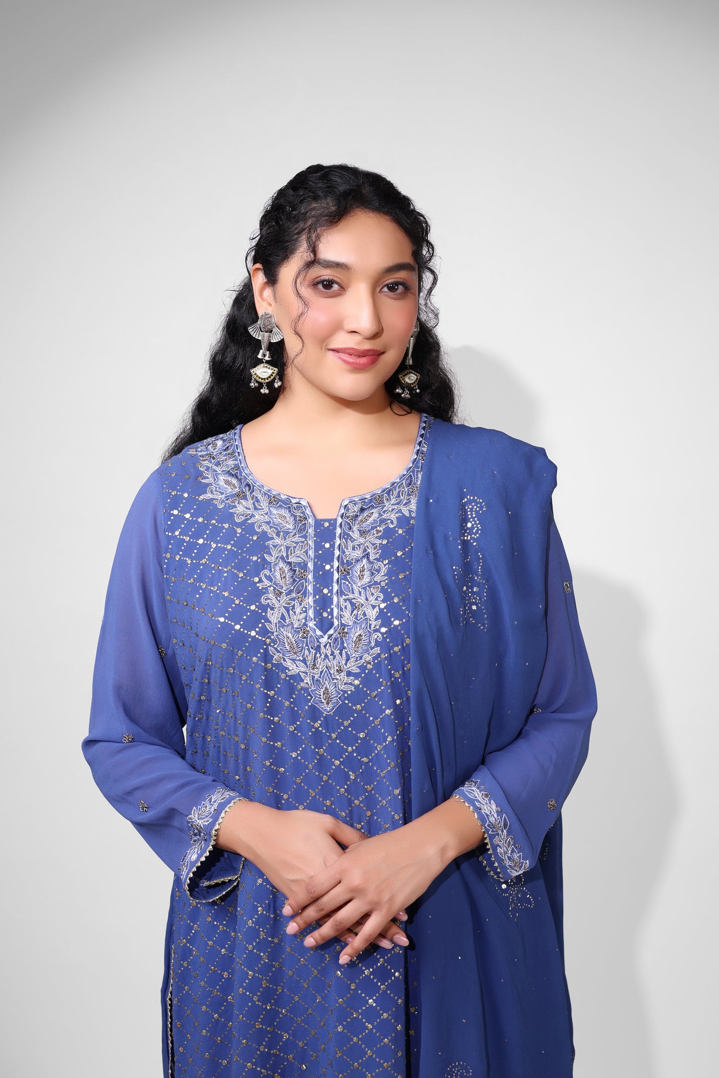 Parsi Mukaish Gharara (Blue)